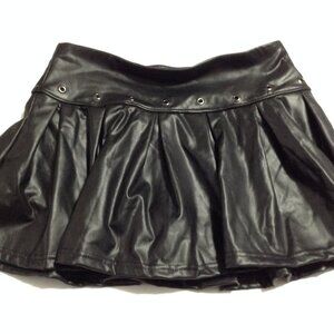 Black Ibis Faux Leather Pleated Skort Mini Skirt Black YCSK1233 Medium